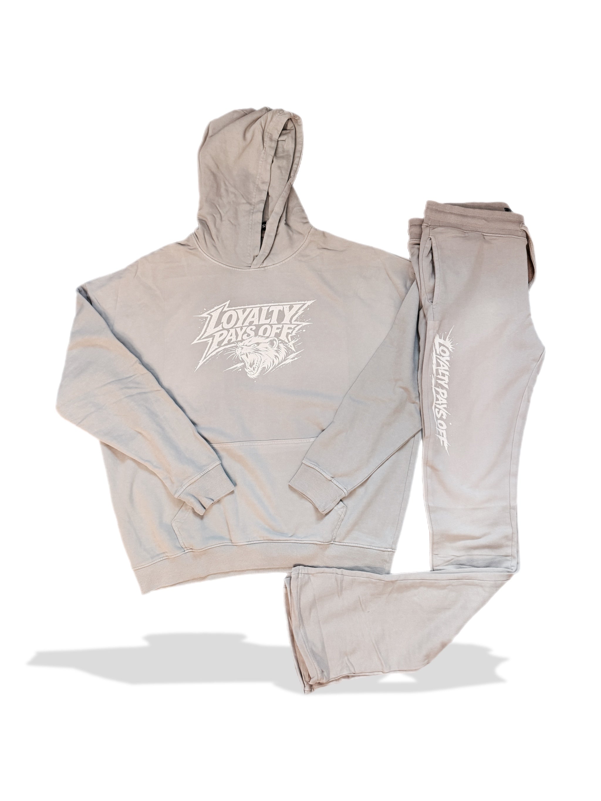Loyalty Pays Off™ Mongoose Signature Hoodie & Jogger Set - Stone Gray