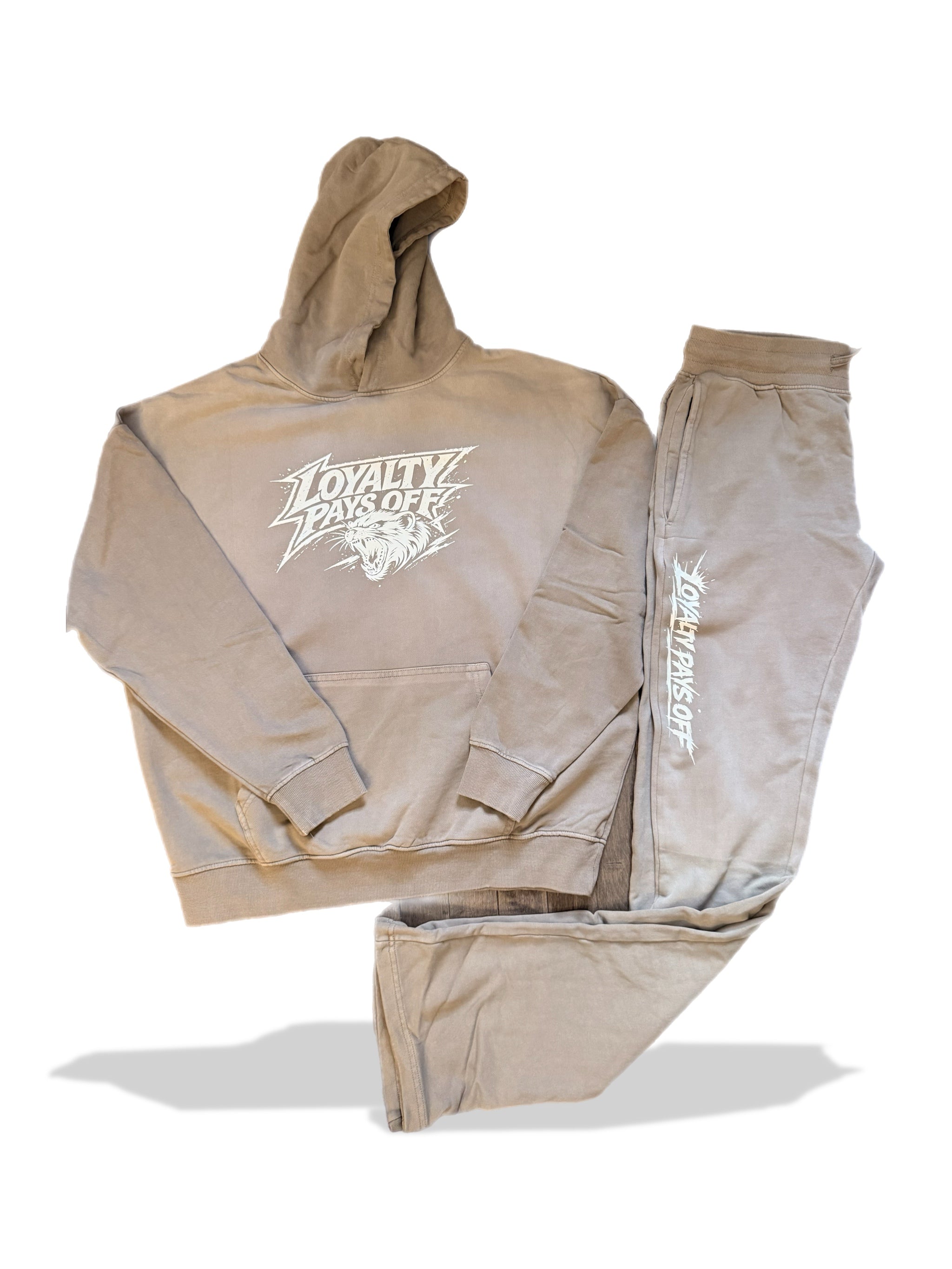 Loyalty Pays Off™ Mongoose Signature Hoodie & Jogger Set – Sand