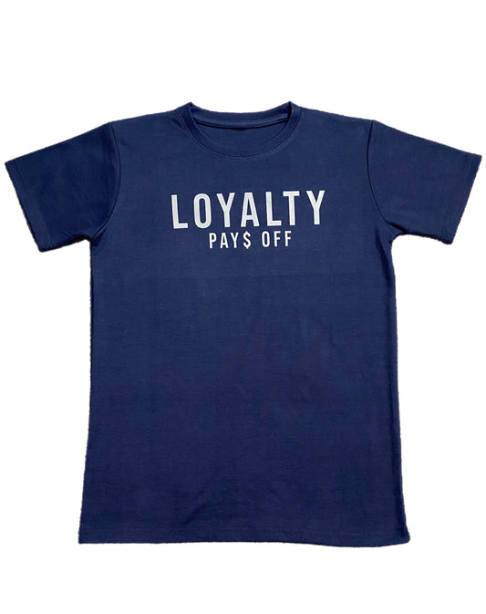 Loyalty Pays Off Heavy Cotton T-shirt Navy