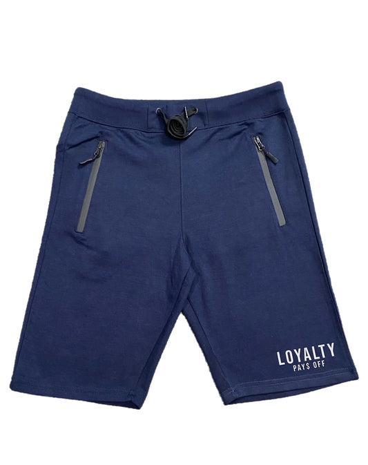 Loyalty Pays Off Cotton shorts with zip pocket Navy