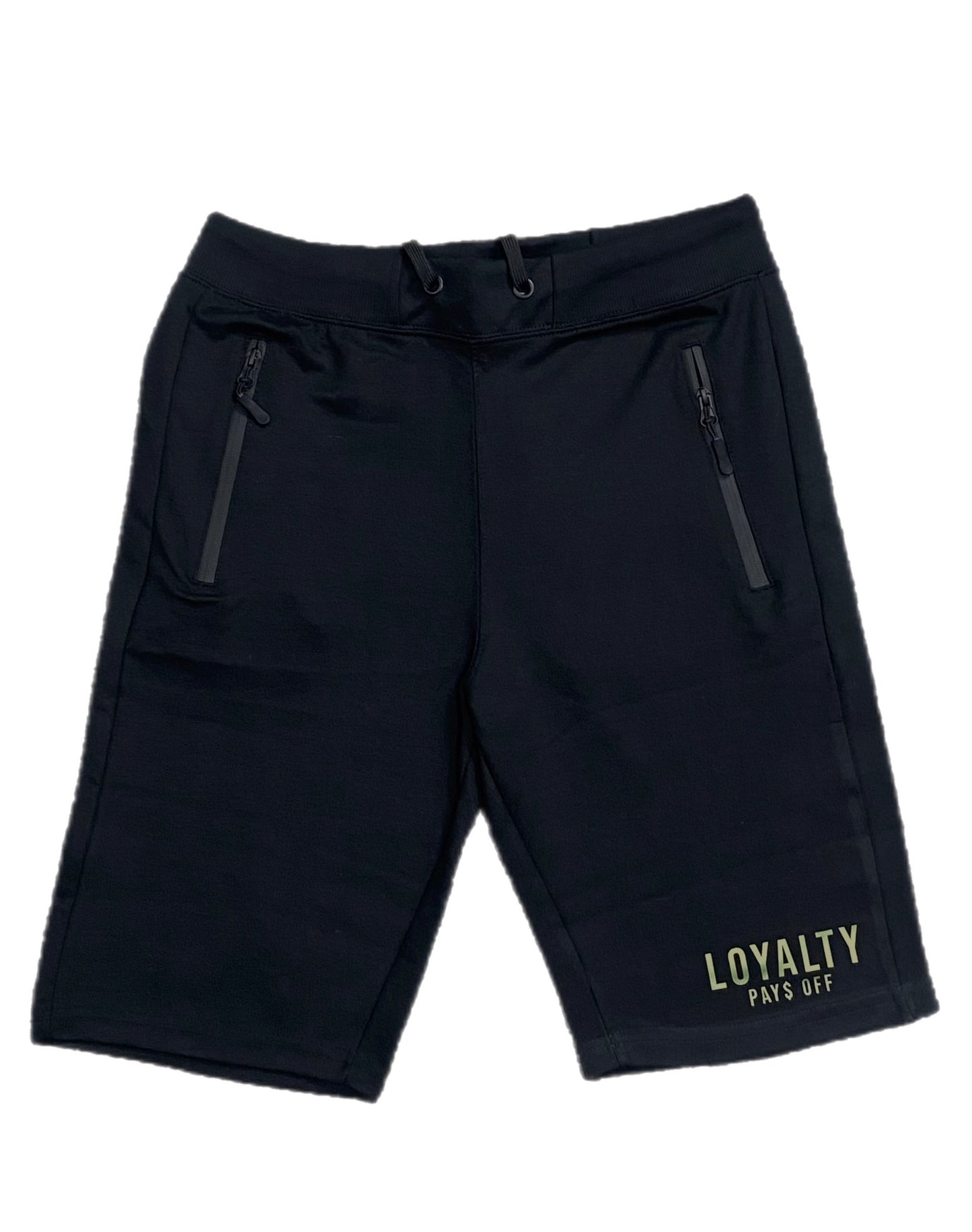 Loyalty Pays Off Cotton shorts with zip pocket black