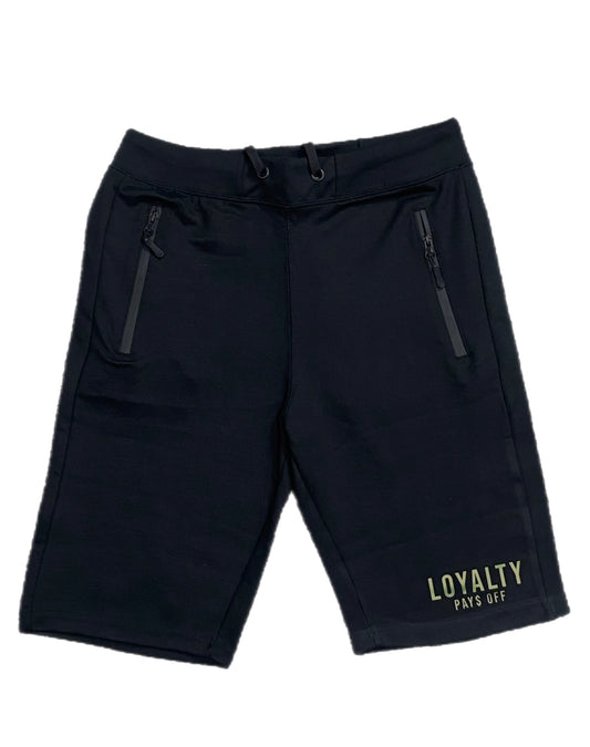 Loyalty Pays Off Cotton shorts with zip pocket black
